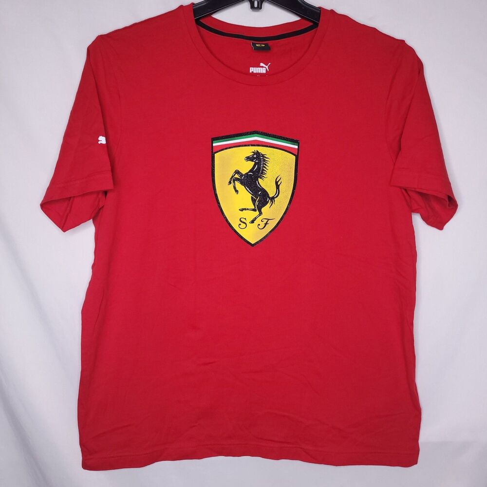 Puma Ferrari T Shirt Mens Large Red Short Sleeve
